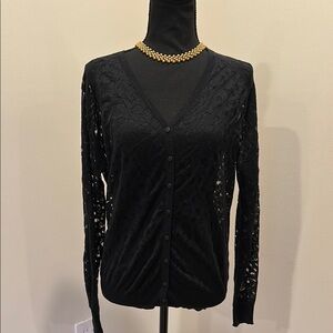 ANNE FONTANE Elegant Black Lace Cardigan